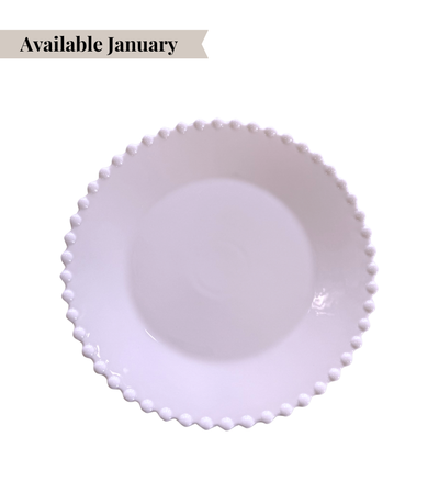 lilac dinner plate with textured pearl rim