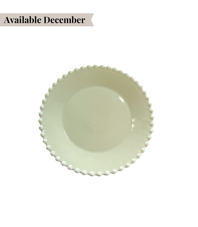 pale green bread plate with pearl edged pattern