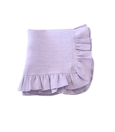 light purple linen napkin with ruffled edges 