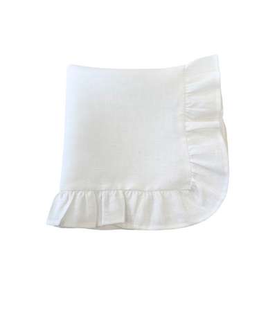 white linen napkin with ruffled edges 