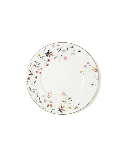 white bread plate with floral pattern in a versatile colour palette