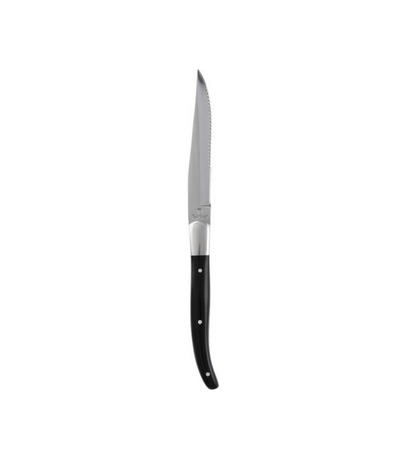 steak knife with black handle