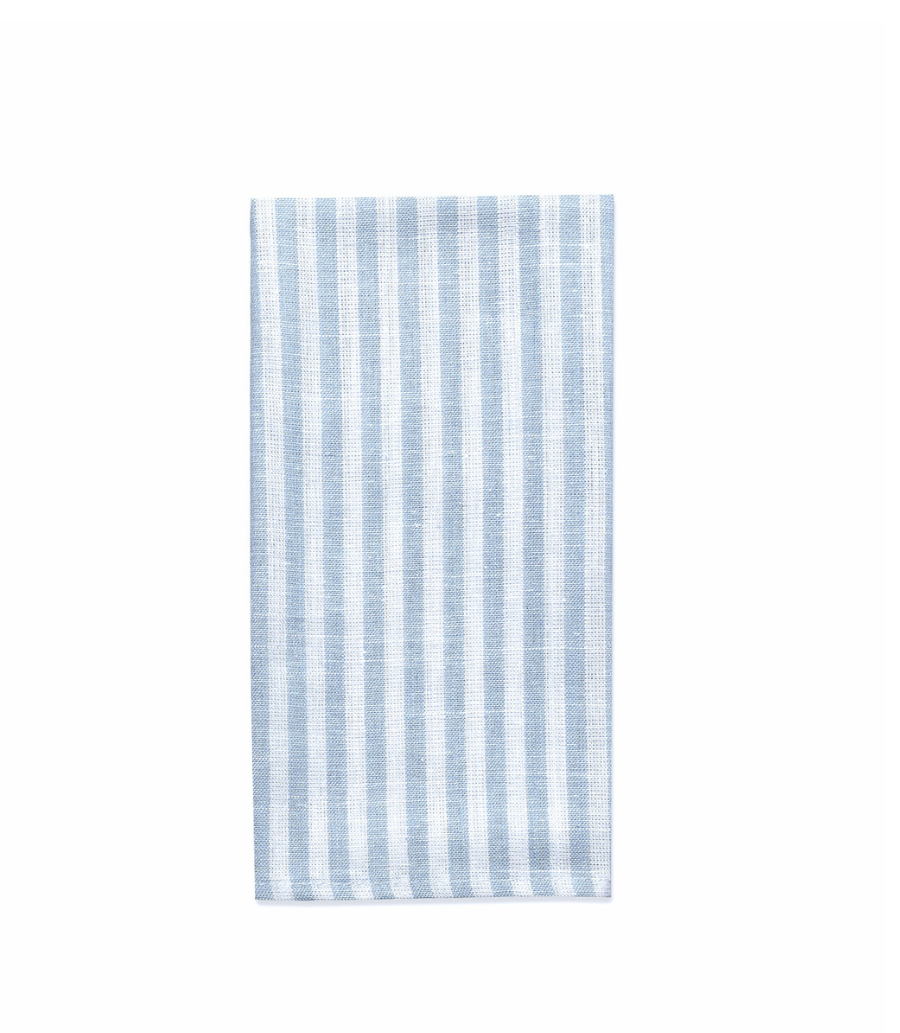blue and white striped linen napkin