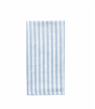 blue and white striped linen napkin