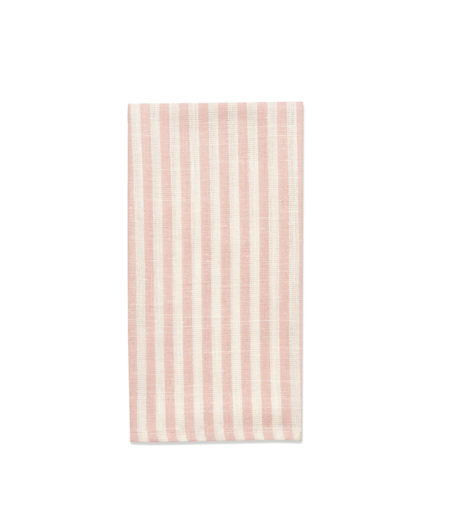 pink and white striped linen napkin