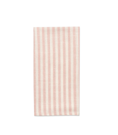 pink and white striped linen napkin