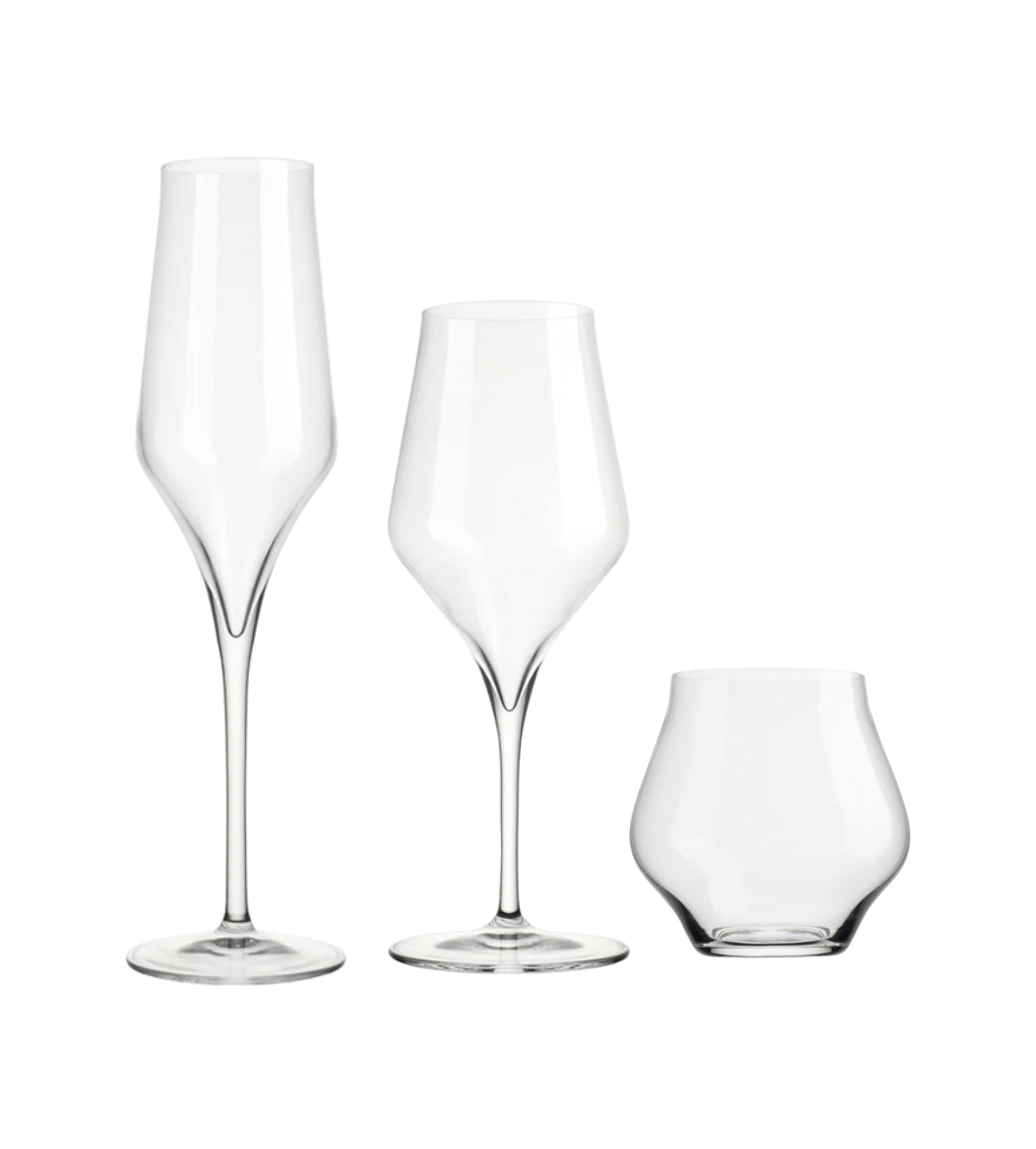clear tapered glassware with unique shape 