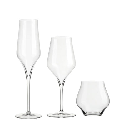 clear tapered glassware with unique shape 