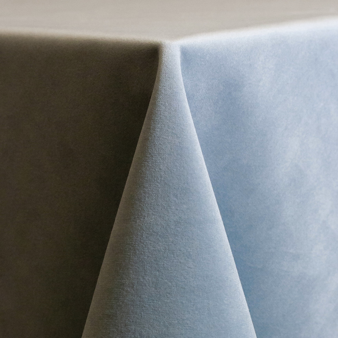 Velvet Tablecloth 132" Round - Dusty Blue