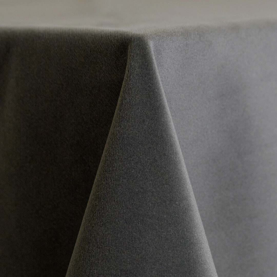 Velvet Tablecloth 132" Round - Charcoal