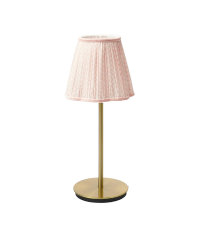 light pink pattern table lamp with gold base