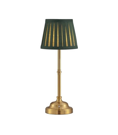 dark green table lamp with gold base