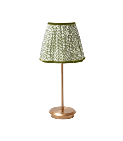 green pattern table lamp with gold base