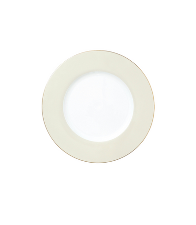 bread plate with cream rim and thin gold trim