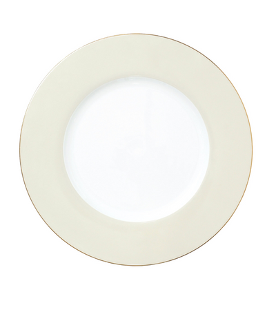 charger plate with crema rim and thin gold trim