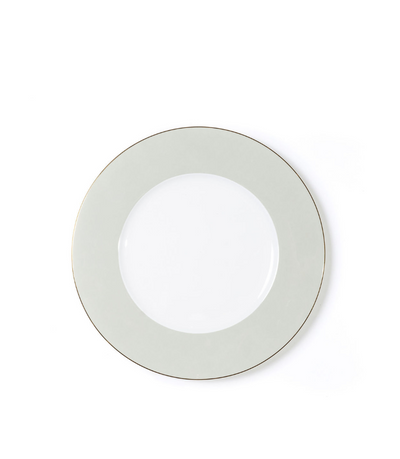 salad plate with sage rim and thin gold trim