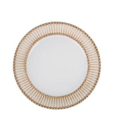  beige ceramic dinner plate with rope style rim