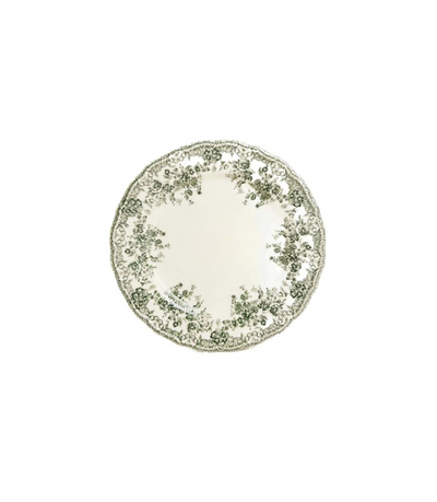 bread plate with green vintage floral design 
