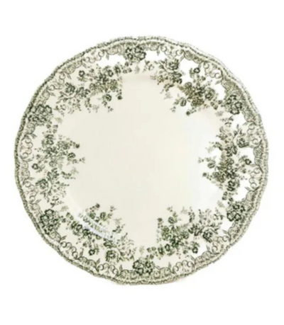 charger plate with green vintage floral design 