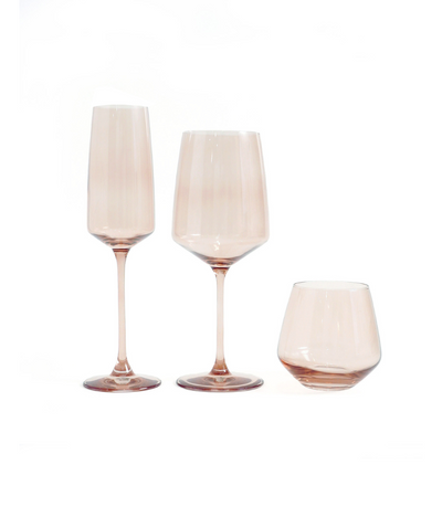 light pink coloured glassware