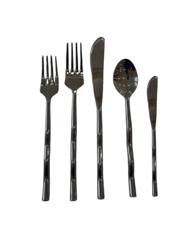 shiny black flatware with curvy 3d handle