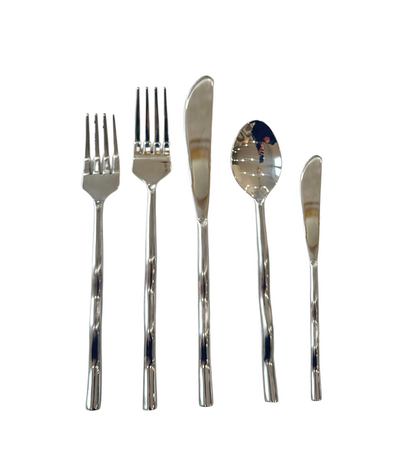 shiny silver flatware with curvy 3d handle