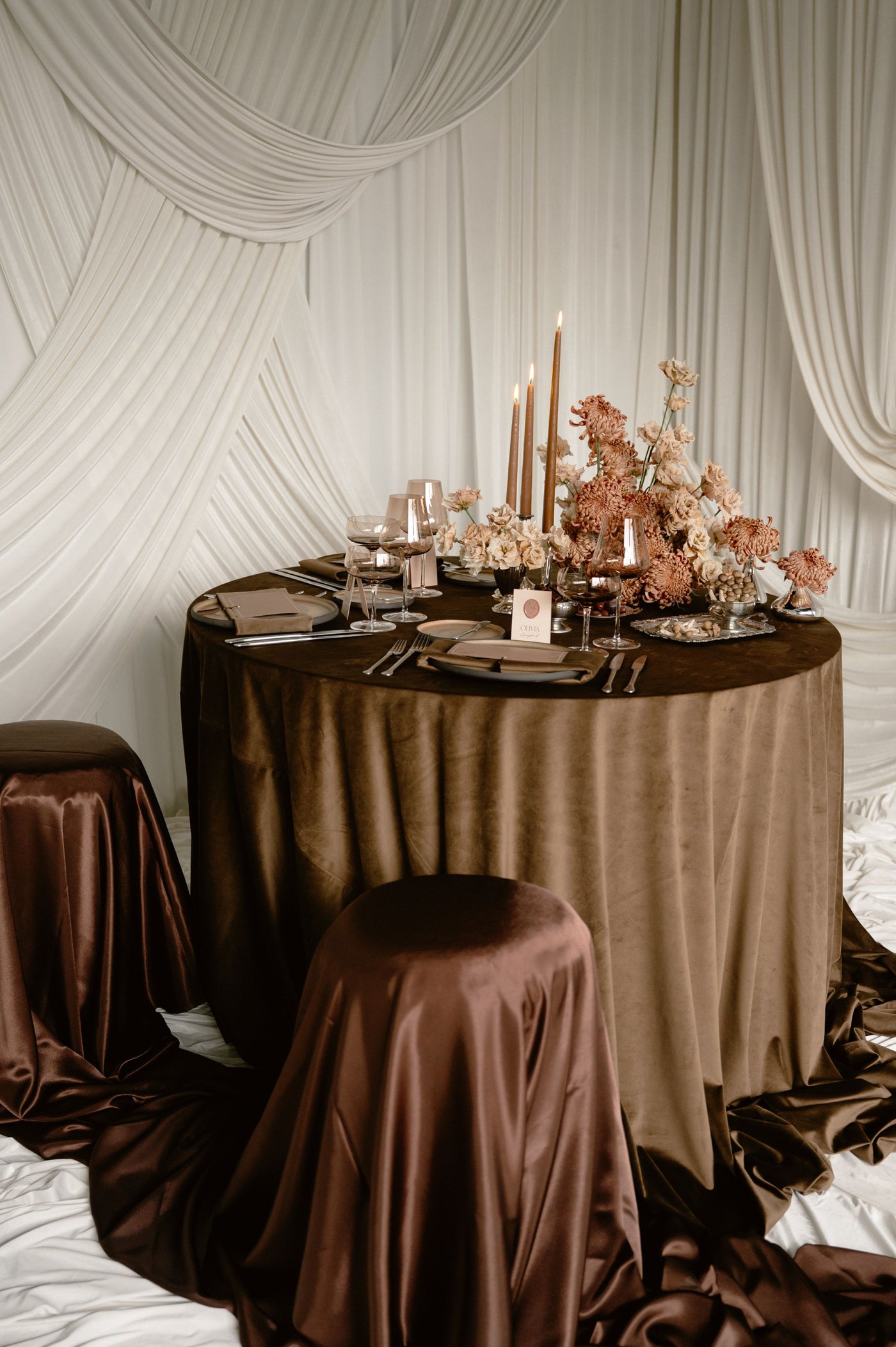 Velvet Tablecloth 108"x156" Buffet - Mink
