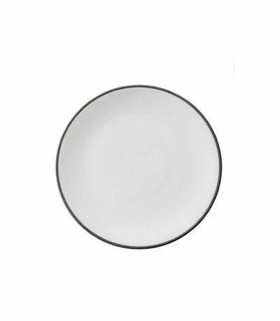 white porcelain bread plate with thin black trim