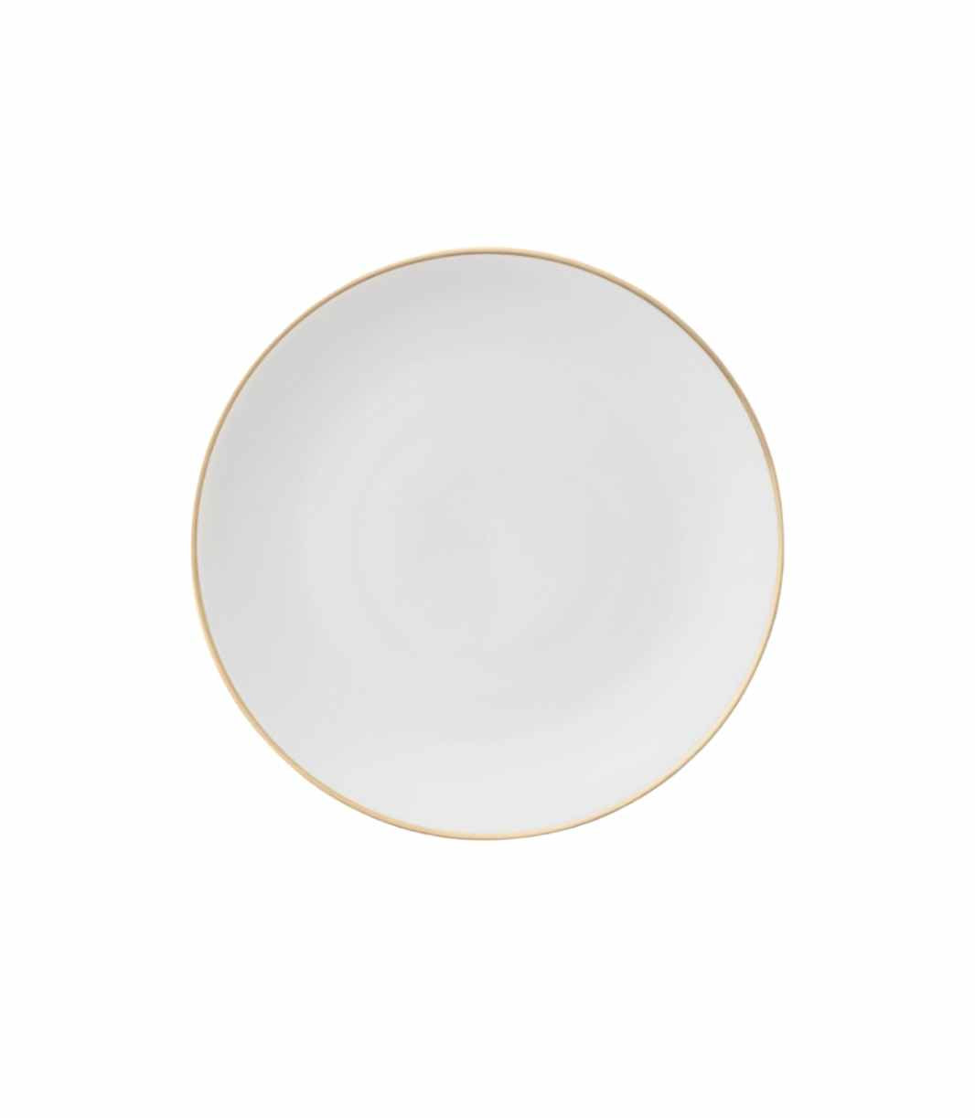white porcelain bread plate with thin gold trim