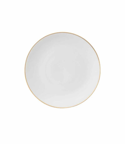 white porcelain bread plate with thin gold trim