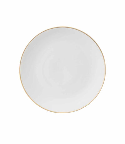 white porcelain salad plate with thin gold trim