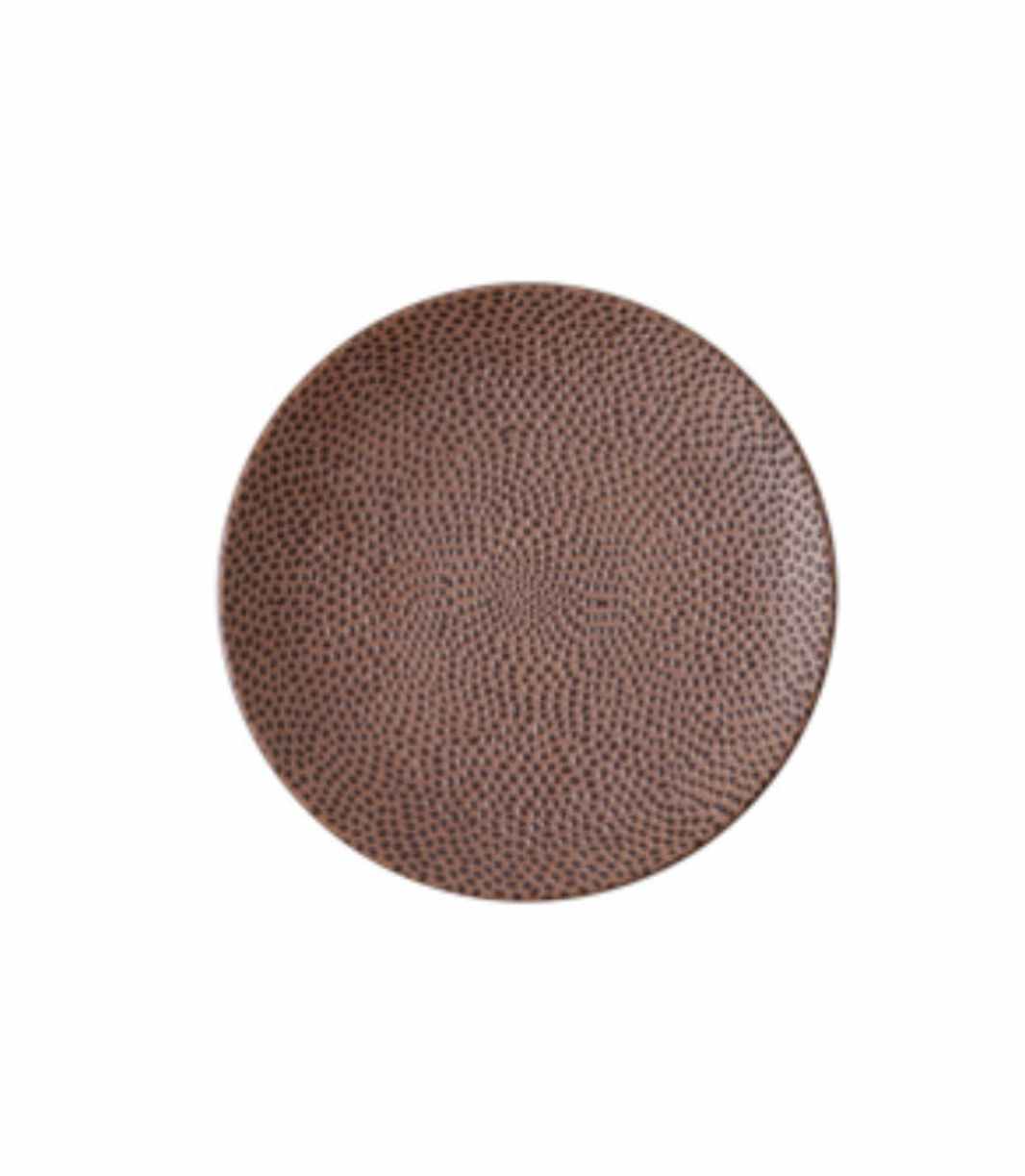 brown, matte ceramic bread plate with cobble stone texture
