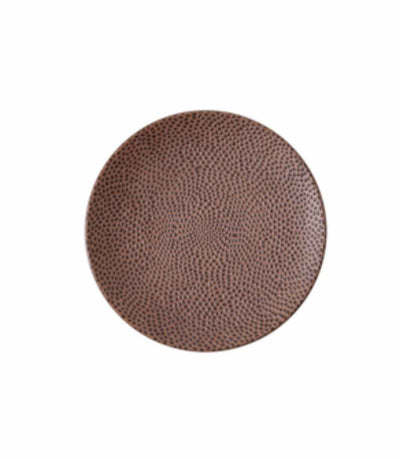 brown, matte ceramic bread plate with cobble stone texture
