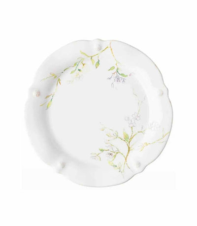white dinner plate with floral sketch design