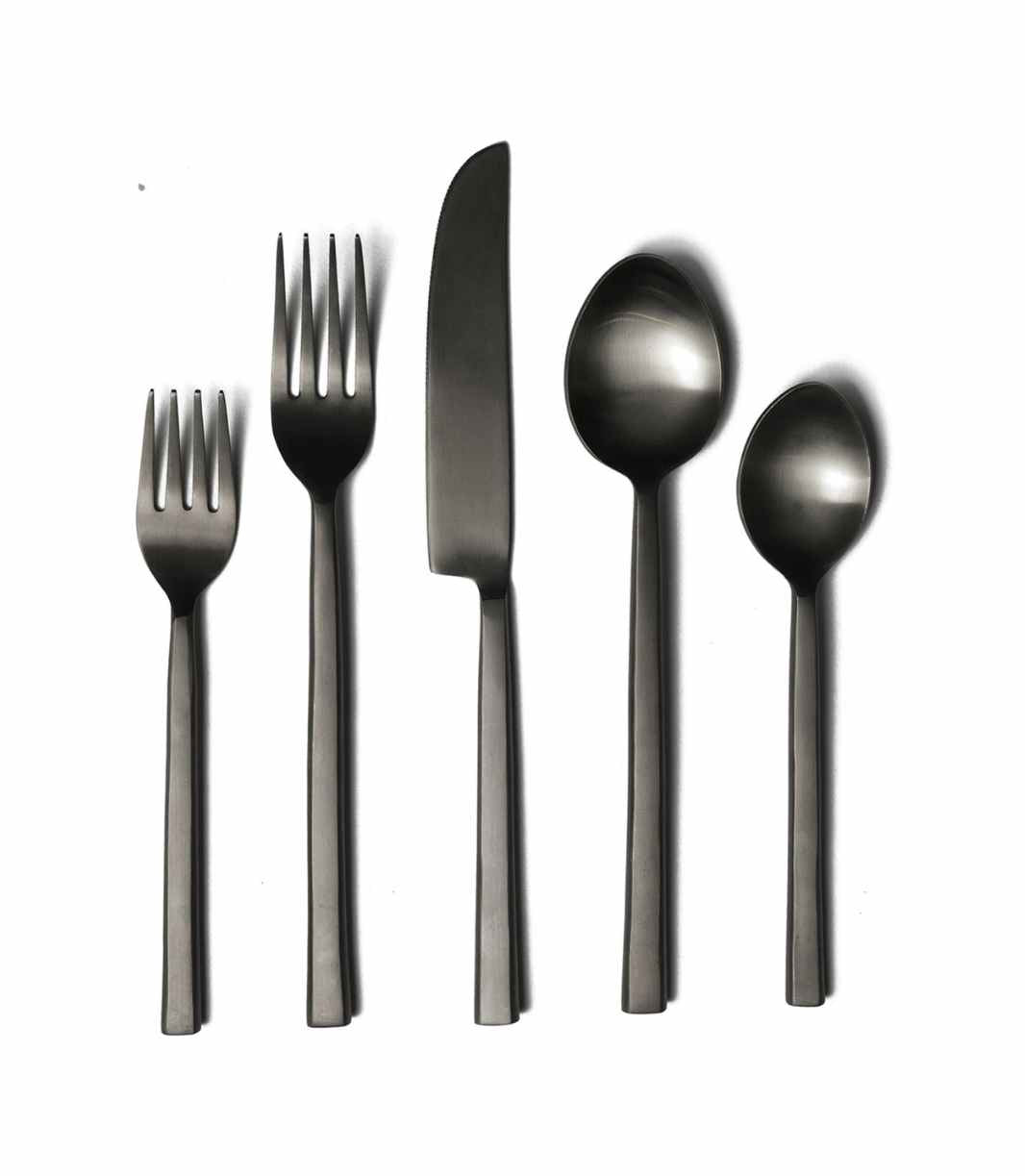 all black cutlery with a square bottom