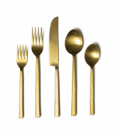 gold cutlery with a square bottom
