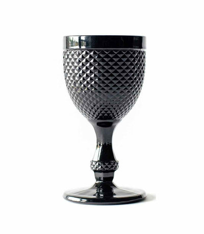 black water goblet with textured surface