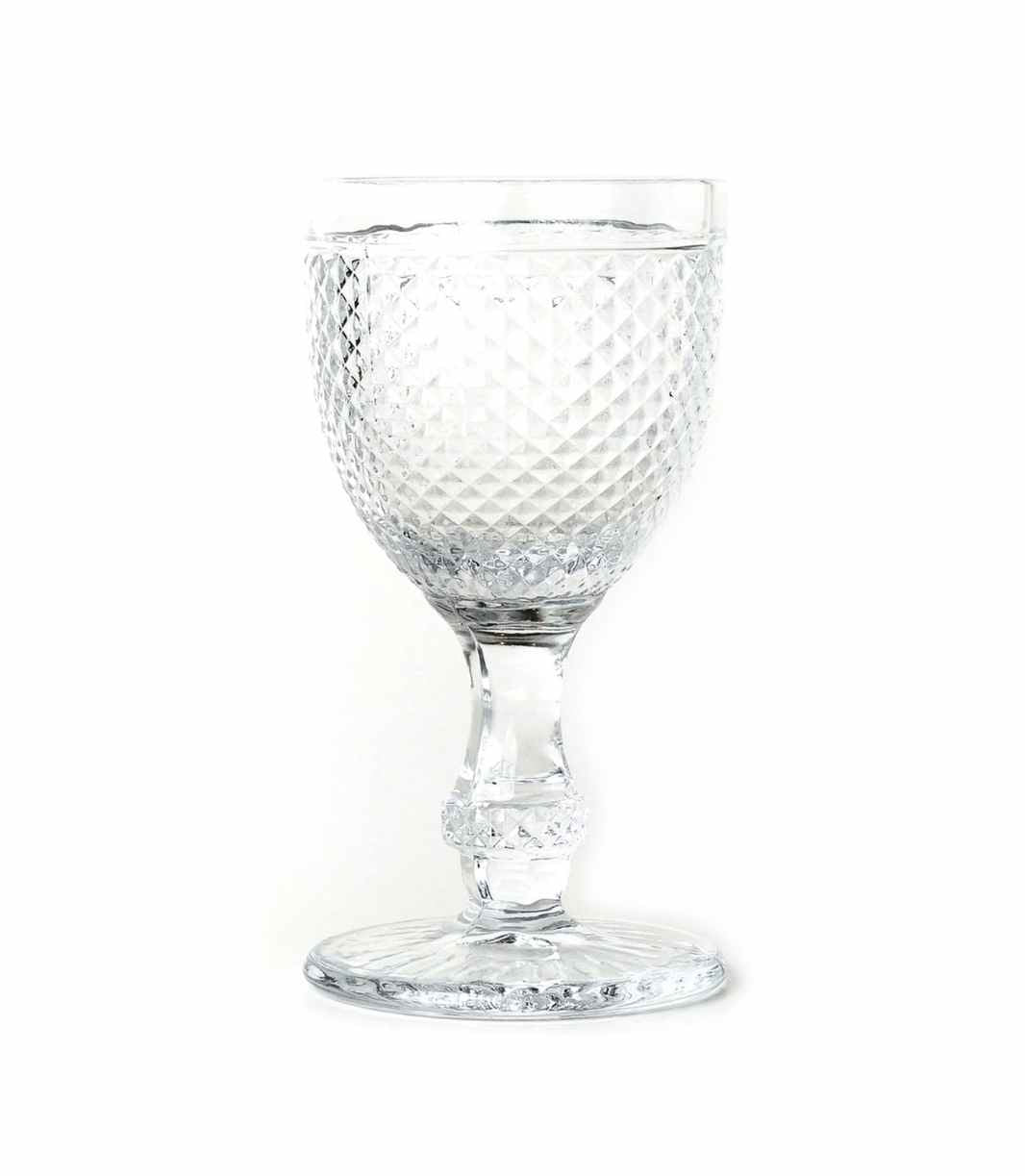 clear water goblet with textured surface