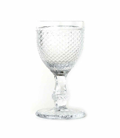 clear water goblet with textured surface