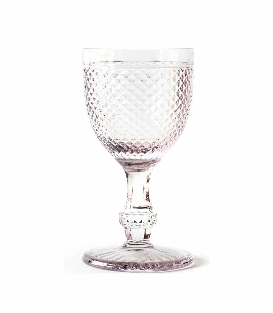 clear lilac water goblet with textured surface
