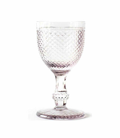 clear lilac water goblet with textured surface