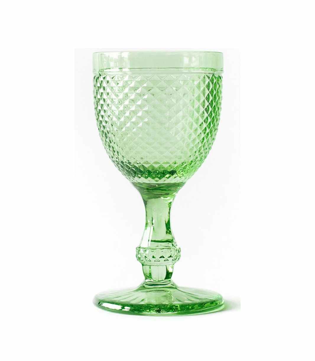 light green water goblet with textured surface