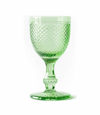 light green water goblet with textured surface