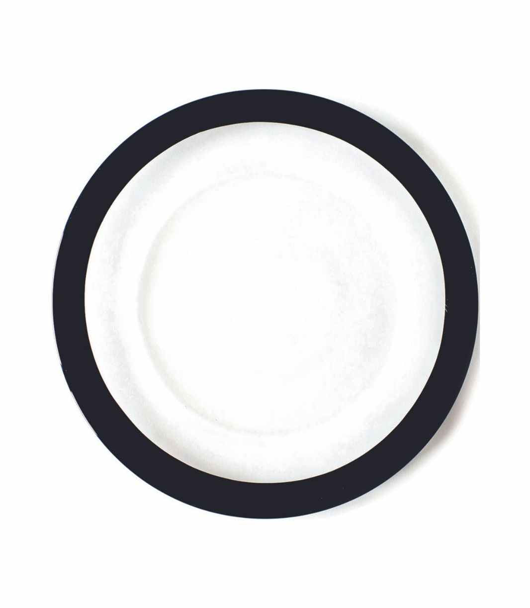 clear glass charger plate with thick black rim