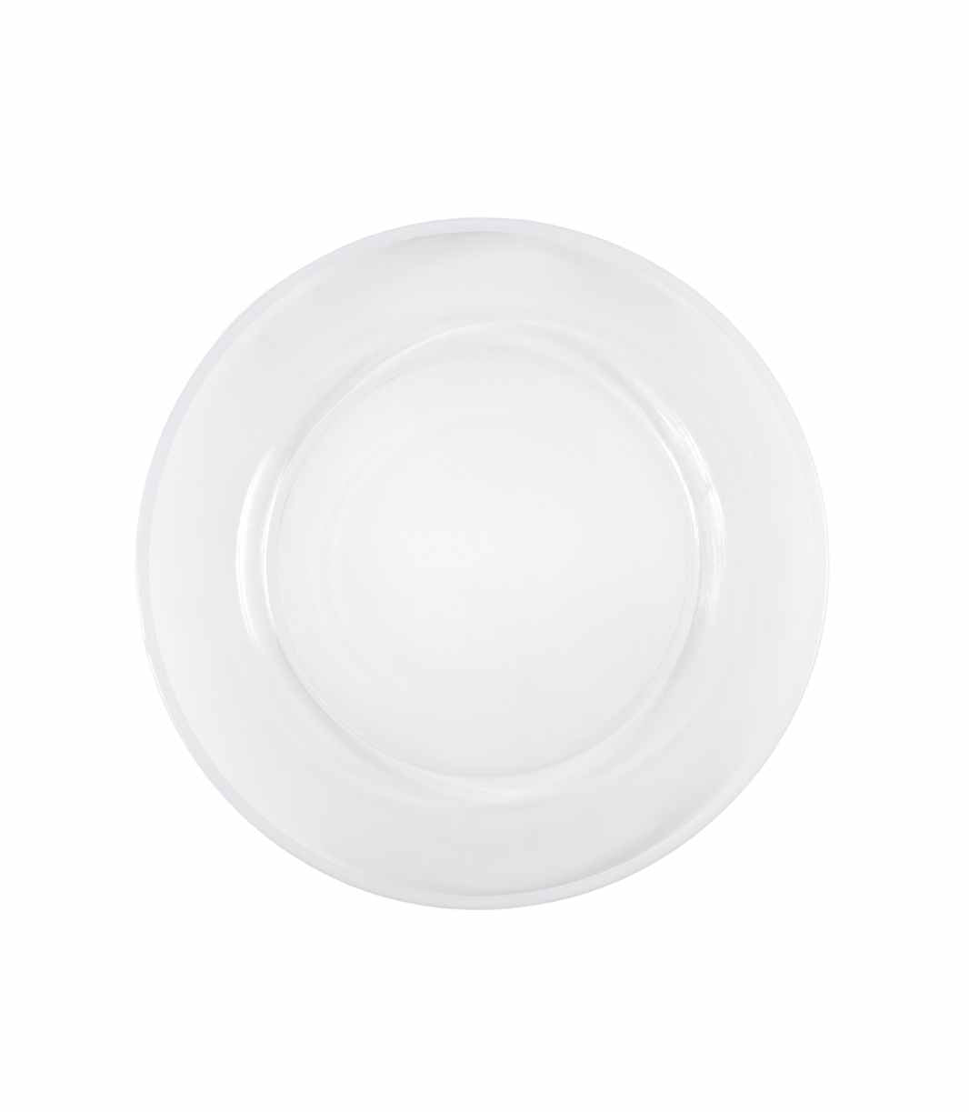 clear glass charger plate with thin white trim
