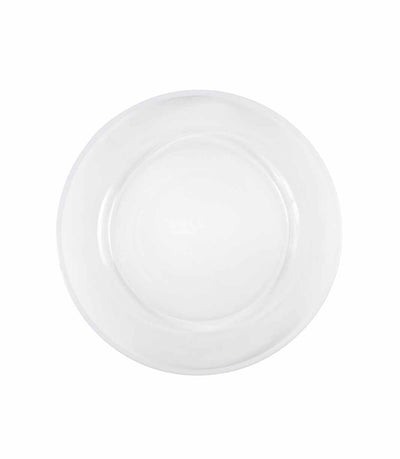clear glass charger plate with thin white trim