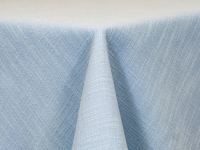 textured light blue tablecloth