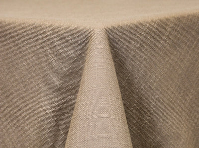 textured taupe tablecloth