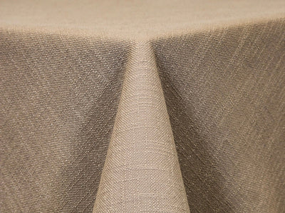 textured taupe tablecloth