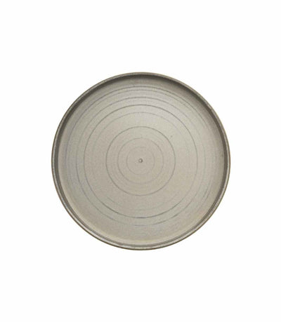 ceramic dinner plate with earthy matte finish and raised rim